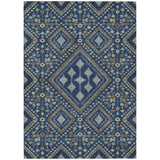 3' X 5' Navy Blue And Ivory Medallion Washable Indoor Outdoor Area Rug