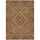 3' X 5' Orange And Copper Medallion Washable Indoor Outdoor Area Rug