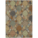 3' X 5' Chocolate And Charcoal Damask Washable Indoor Outdoor Area Rug