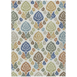 3' X 5' Ivory And Gold Damask Washable Indoor Outdoor Area Rug