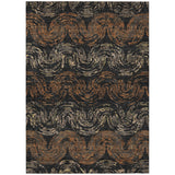 5' X 8' Black And Rust Abstract Washable Indoor Outdoor Area Rug