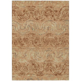 3' X 5' Copper And Orange Abstract Washable Indoor Outdoor Area Rug