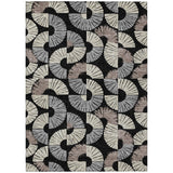 3' X 5' Black And Beige Geometric Washable Indoor Outdoor Area Rug