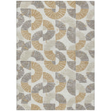 3' X 5' Ivory And Gold Geometric Washable Indoor Outdoor Area Rug