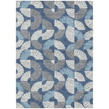 3' X 5' Navy Blue And Ivory Geometric Washable Indoor Outdoor Area Rug