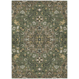 5' X 8' Brown And Ivory Floral Medallion Washable Indoor Outdoor Area Rug
