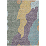 3' X 5' Green And Gold Abstract Washable Indoor Outdoor Area Rug