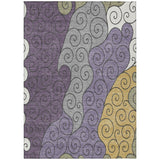 3' X 5' Plum And Gray Abstract Washable Indoor Outdoor Area Rug
