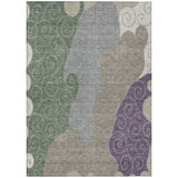 3' X 5' Pewter And Taupe Abstract Washable Indoor Outdoor Area Rug