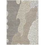 3' X 5' Taupe And Beige Abstract Washable Indoor Outdoor Area Rug