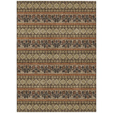 3' X 5' Chocolate And Gold Striped Washable Indoor Outdoor Area Rug