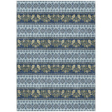 3' X 5' Navy Blue And Sky Blue Striped Washable Indoor Outdoor Area Rug