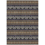 5' X 8' Plum And Copper Striped Washable Indoor Outdoor Area Rug