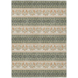 3' X 5' Sage And Ivory Striped Washable Indoor Outdoor Area Rug