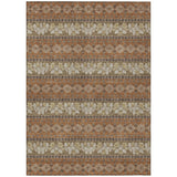 3' X 5' Orange And Beige Striped Washable Indoor Outdoor Area Rug