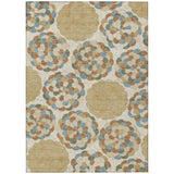 8' X 10' Beige And Ivory Floral Washable Indoor Outdoor Area Rug
