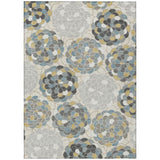 3' X 5' Ivory And Beige Floral Washable Indoor Outdoor Area Rug