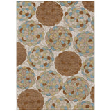 3' X 5' Orange And Rust Floral Washable Indoor Outdoor Area Rug