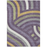 3' X 5' Plum And Purple Abstract Washable Indoor Outdoor Area Rug