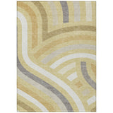 3' X 5' Wheat And Gold Abstract Washable Indoor Outdoor Area Rug