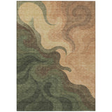 3' X 5' Olive Green And Green Abstract Washable Indoor Outdoor Area Rug