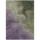 3' X 5' Plum And Green Abstract Washable Indoor Outdoor Area Rug