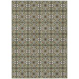 3' X 5' Green And Sage Geometric Washable Indoor Outdoor Area Rug
