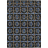 3' X 5' Black And Gray Geometric Washable Indoor Outdoor Area Rug