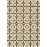 3' X 5' Gold And Orange Geometric Washable Indoor Outdoor Area Rug