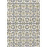 3' X 5' Ivory And Wheat Geometric Washable Indoor Outdoor Area Rug