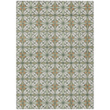 3' X 5' Linen And Beige Geometric Washable Indoor Outdoor Area Rug