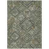3' X 5' Green And Orange Geometric Washable Indoor Outdoor Area Rug