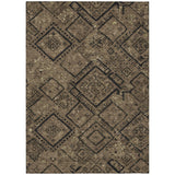 5' X 8' Chocolate And Brown Geometric Washable Indoor Outdoor Area Rug