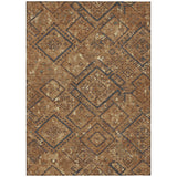 3' X 5' Orange And Gold Geometric Washable Indoor Outdoor Area Rug
