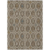 3' X 5' Beige And Chocolate Geometric Washable Indoor Outdoor Area Rug