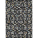 3' X 5' Black And Charcoal Geometric Washable Indoor Outdoor Area Rug