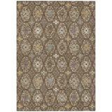 3' X 5' Brown And Chocolate Geometric Washable Indoor Outdoor Area Rug