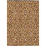 3' X 5' Gold And Orange Geometric Washable Indoor Outdoor Area Rug