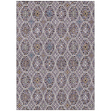 3' X 5' Linen And Plum Geometric Washable Indoor Outdoor Area Rug