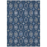 5' X 8' Navy Blue And Blue Geometric Washable Indoor Outdoor Area Rug