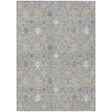 3' X 5' Silver And Brown Geometric Washable Indoor Outdoor Area Rug