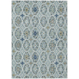 3' X 5' Teal Blue And Navy Blue Geometric Washable Indoor Outdoor Area Rug