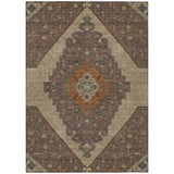 8' X 10' Brown And Gold Geometric Washable Indoor Outdoor Area Rug