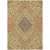 3' X 5' Gold And Copper Geometric Washable Indoor Outdoor Area Rug