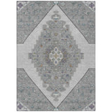 3' X 5' Gray And Silver Geometric Washable Indoor Outdoor Area Rug
