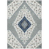 3' X 5' Ivory And Silver Geometric Washable Indoor Outdoor Area Rug