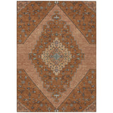 3' X 5' Orange And Copper Geometric Washable Indoor Outdoor Area Rug