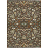 5' X 8' Chocolate And Charcoal Floral Medallion Washable Indoor Outdoor Area Rug