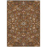3' X 5' Orange And Burgundy Floral Medallion Washable Indoor Outdoor Area Rug