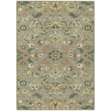3' X 5' Sage And Olive Green Floral Medallion Washable Indoor Outdoor Area Rug